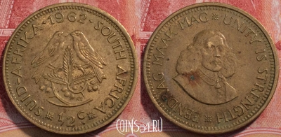 ЮАР (Южная Африка) 1/2 цента 1962 года, KM# 56, 255-080