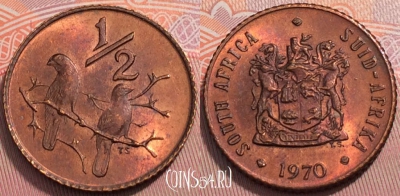ЮАР 1/2 цента 1970 года, KM# 81, 251-021