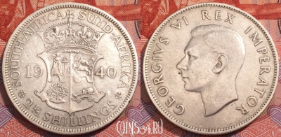 ЮАР 2 1/2 шиллинга 1940 года, Ag, KM# 30, 245-111