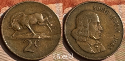 ЮАР 2 цента 1965 г., SOUTH AFRICA, KM# 66.1, 203s-066