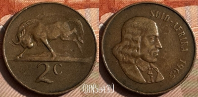 ЮАР 2 цента 1965 года, SUID-AFRIKA, KM# 66.2, 230s-111