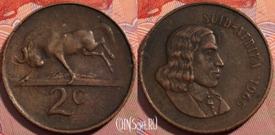 ЮАР 2 цента 1965 года, SUID-AFRIKA, KM# 66.2, a064-038