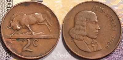 ЮАР 2 цента 1966 года, SUID-AFRIKA, KM# 66.2, 146-013