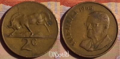 ЮАР 2 цента 1968 года, KM# 75.2, 253b-144