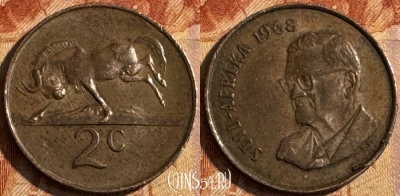 ЮАР 2 цента 1968 года, KM# 75.2, 454s-050