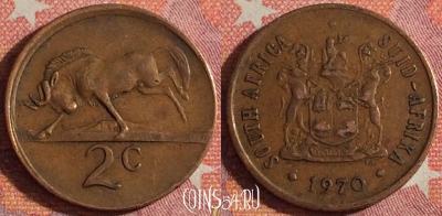 ЮАР 2 цента 1970 года, KM# 83, 352-144