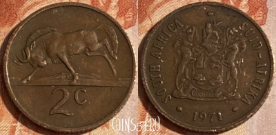 ЮАР 2 цента 1971 года, KM# 83, 164r-140 ♛