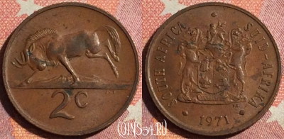 ЮАР 2 цента 1971 года, KM# 83, 362-029