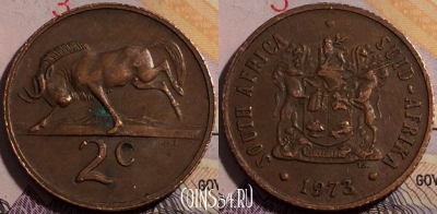 ЮАР 2 цента 1973 года, KM# 83, 180a-009