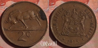 ЮАР 2 цента 1975 года, KM# 83, 078f-051