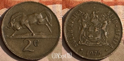 ЮАР 2 цента 1975 года, KM# 83, 228t-034