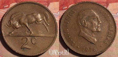 ЮАР 2 цента 1976 года, KM# 92, 218a-133