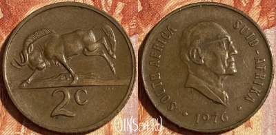 ЮАР 2 цента 1976 года, KM# 92, 464q-586 ♛