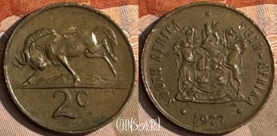 ЮАР 2 цента 1977 года, KM# 83, s205t-025 ♛