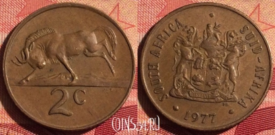 ЮАР 2 цента 1977 года, KM# 83, 229i-126