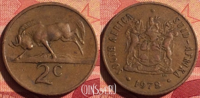 ЮАР 2 цента 1978 года, KM# 83, 228i-133