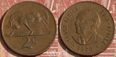 ЮАР 2 цента 1979 года, KM# 99, 278r-074