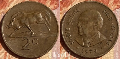 ЮАР 2 цента 1979 года, KM# 99, 464q-587 ♛