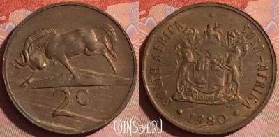 ЮАР 2 цента 1980 года, KM# 83, 042i-170