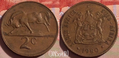 ЮАР 2 цента 1980 года, KM# 83, 096b-045