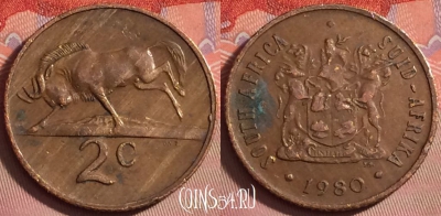 ЮАР 2 цента 1980 года, KM# 83, 148j-112
