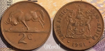 ЮАР 2 цента 1981 года, KM# 83, 146-047