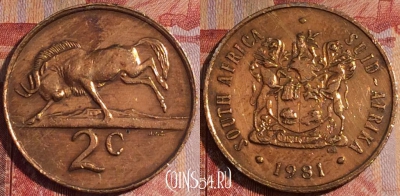 ЮАР 2 цента 1981 года, KM# 83, 156a-101