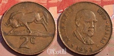 ЮАР 2 цента 1982 года, KM# 110, 096c-050