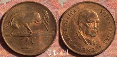 ЮАР 2 цента 1982 года, KM# 110, 152i-028