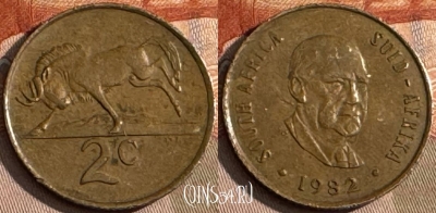 ЮАР 2 цента 1982 года, KM# 110, 194t-068 ♛