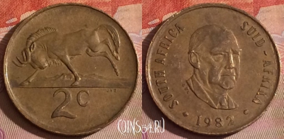 ЮАР 2 цента 1982 года, KM# 110, 336-090