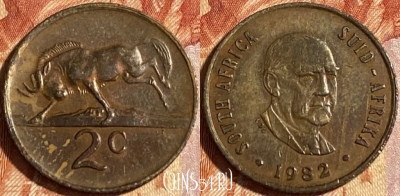 ЮАР 2 цента 1982 года, KM# 110, 464q-588