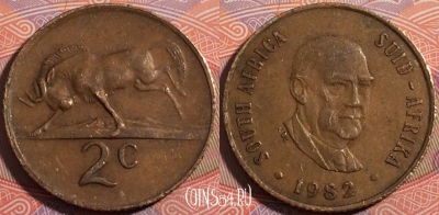 ЮАР 2 цента 1982 года, KM# 110, a140-010