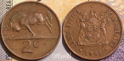 ЮАР 2 цента 1981 года, KM# 83, 146-033