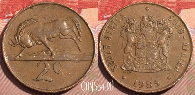 ЮАР 2 цента 1985 года, KM# 83, 089a-086