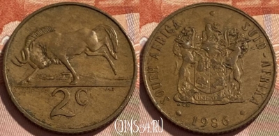 ЮАР 2 цента 1986 года, KM# 83, 494р-136