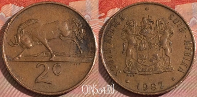 ЮАР 2 цента 1987 года, KM# 83, 127a-098