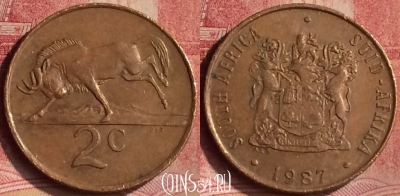 ЮАР 2 цента 1987 года, KM# 83, 128m-038