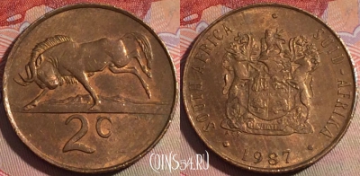 ЮАР 2 цента 1987 года, KM# 83, 142b-116