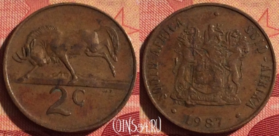 ЮАР 2 цента 1987 года, KM# 83, 218i-086