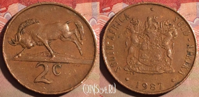 ЮАР 2 цента 1987 года, KM# 83, 222a-034