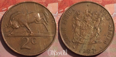 ЮАР 2 цента 1987 года, KM# 83, 255a-025