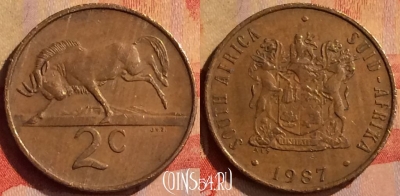 ЮАР 2 цента 1987 года, KM# 83, 328n-017