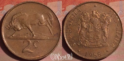 ЮАР 2 цента 1988 года, KM# 83, 052i-073