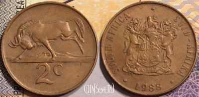 ЮАР 2 цента 1988 года, KM# 83, 144-004