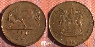 ЮАР 2 цента 1988 года, KM# 83, 341-139