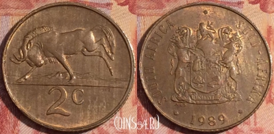 ЮАР 2 цента 1989 года, KM# 83, 157a-044