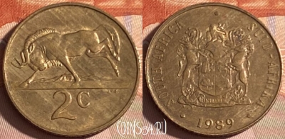 ЮАР 2 цента 1989 года, KM# 83, 304p-115