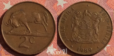 ЮАР 2 цента 1989 года, KM# 83, 346-037