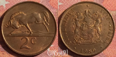 ЮАР 2 цента 1989 года, KM# 83, 348-099